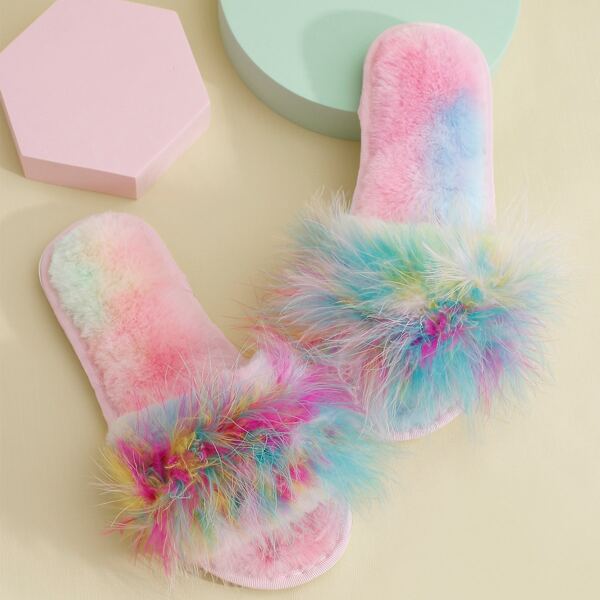 

Colorful Faux Fur Decor Slippers, Multicolor