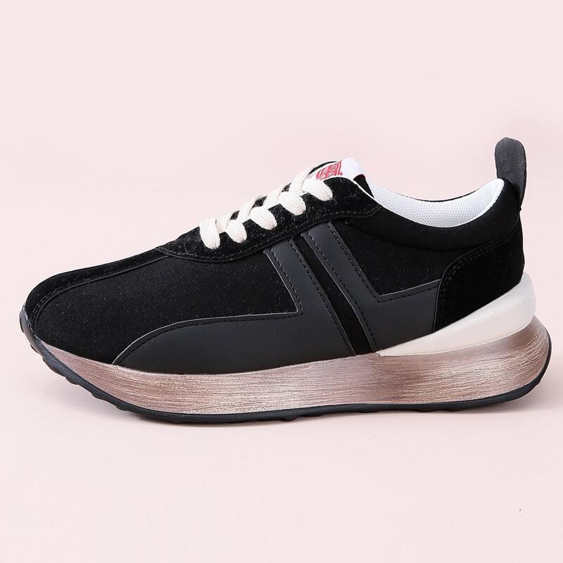 

Lace-up Front Wide Fit Sneakers, Black