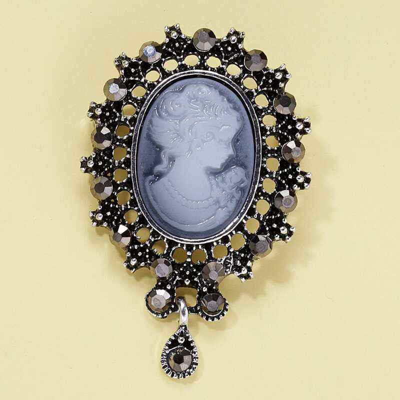 

Crystal Decor Brooch, Antique silver