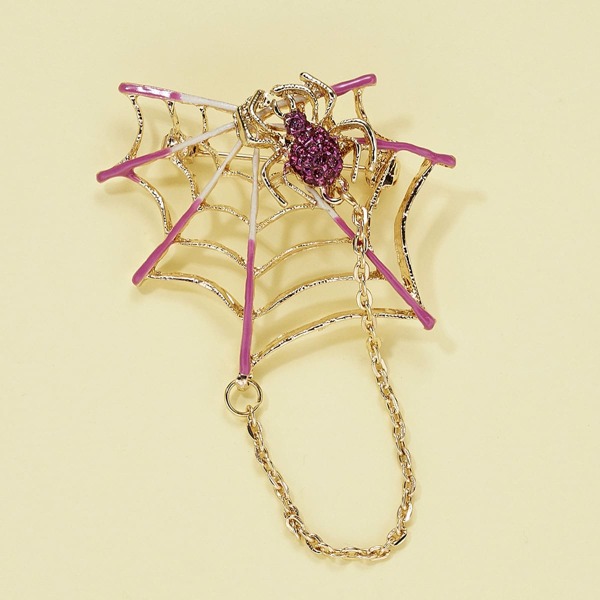 

Spider Web Decor Brooch, Hot pink
