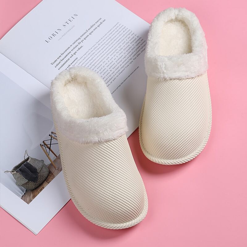 

Minimalist Waterproof Fluffy Slippers, White