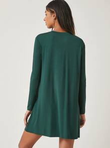 SHEIN BASICS Mock-neck Tee Dress - Dark Green - View 2