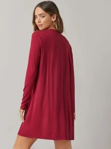 SHEIN BASICS Vestido camiseta unicolor - Rosa Roja - Ver 2