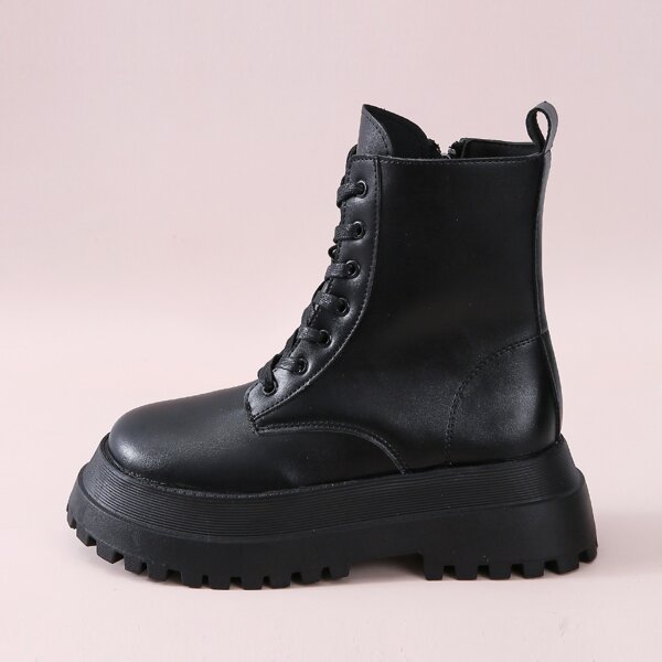 

Minimalist Lace-up Front Combat Boots, Black