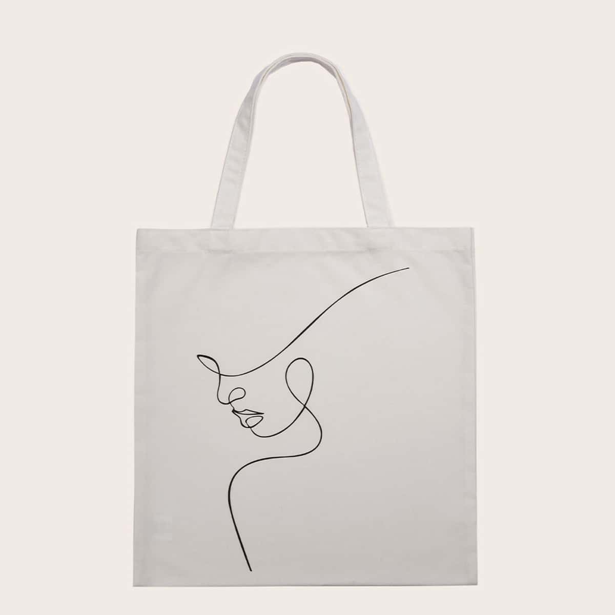 

Figure Graphic Shopper Bag, White