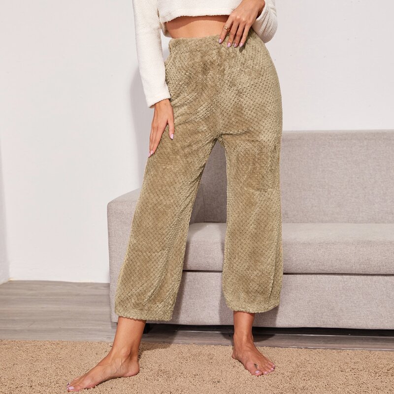 

Elastic Waist Solid Lounge Pants, Khaki