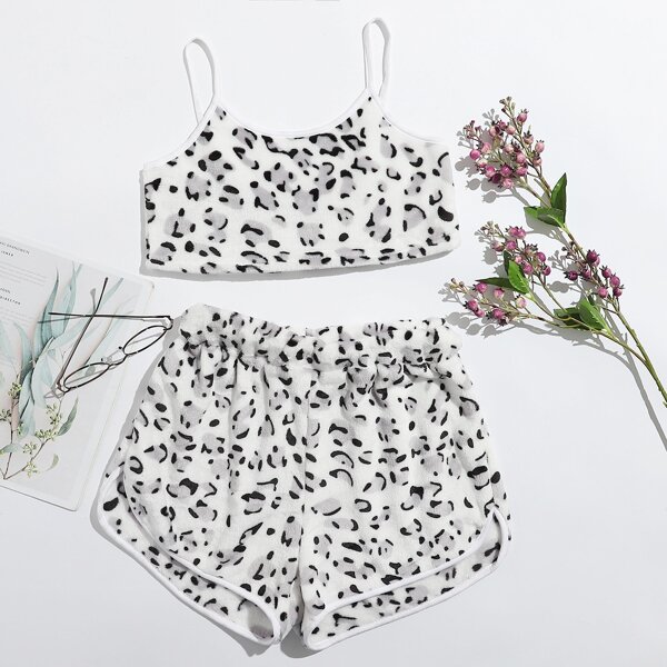 

Allover Print Flannel Pajama Set, Multicolor
