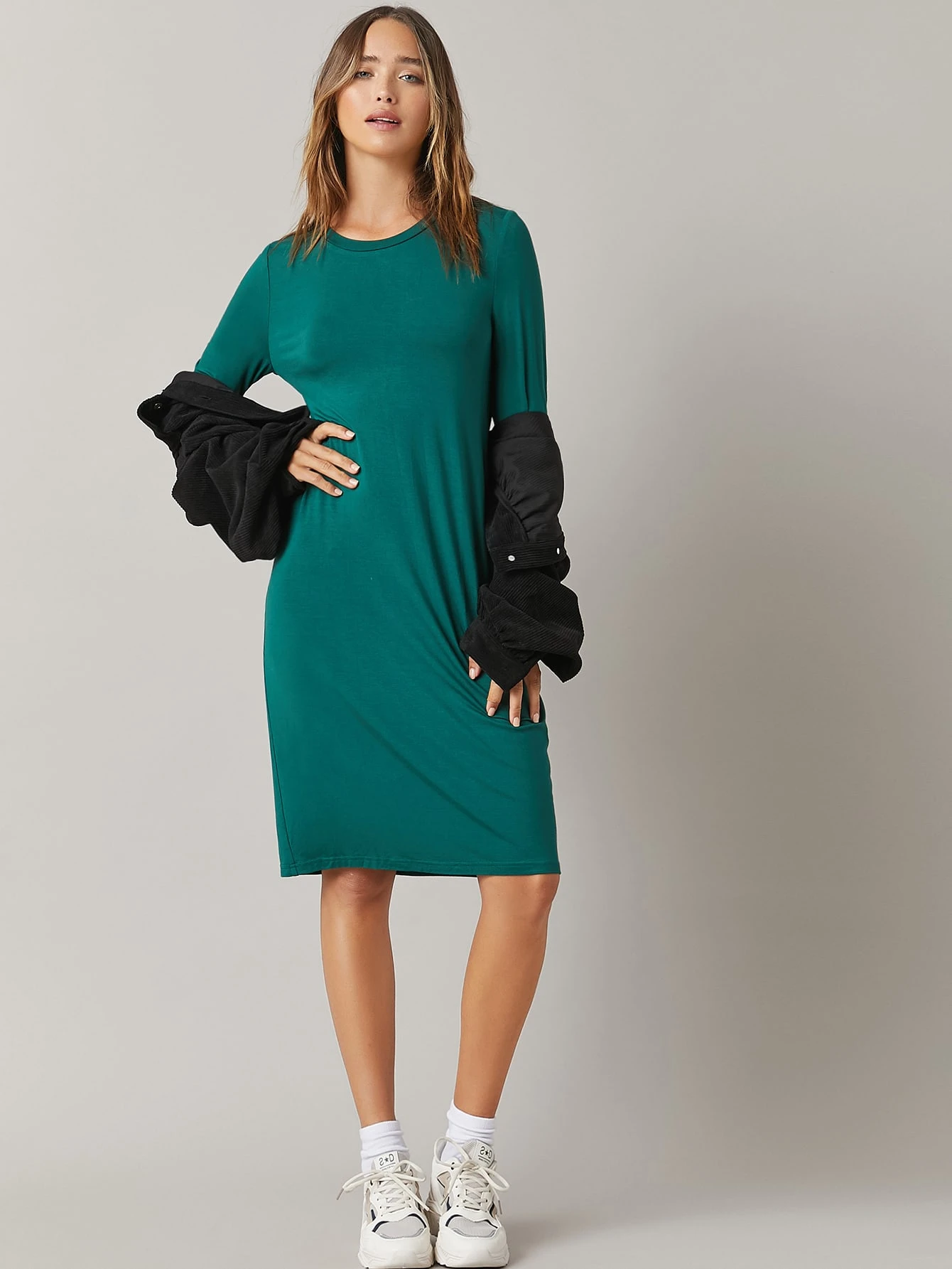 shein teal dress