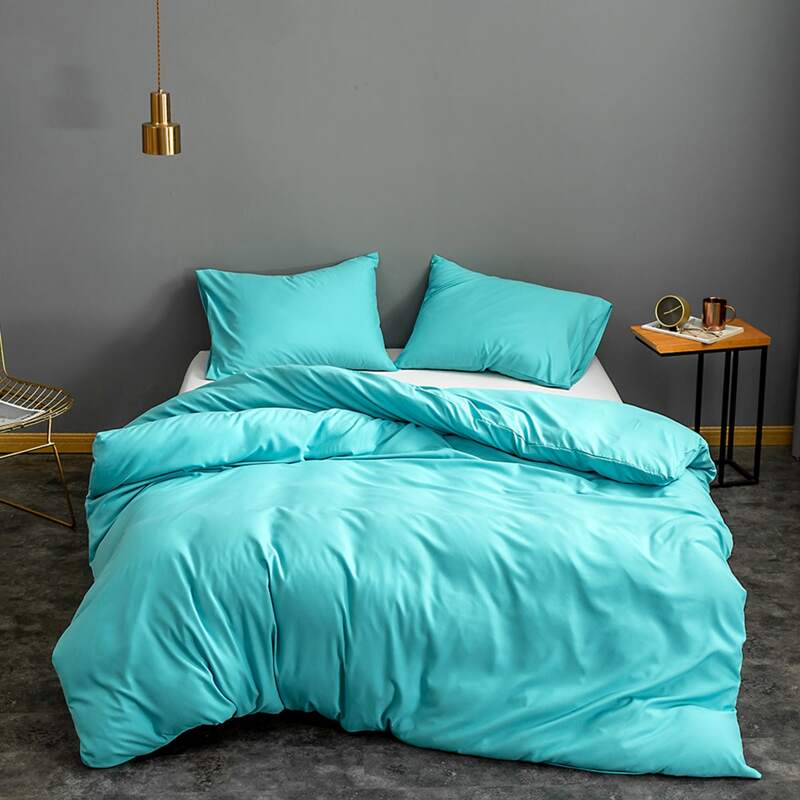 

Solid Color Duvet Cover Without Filler, Mint blue