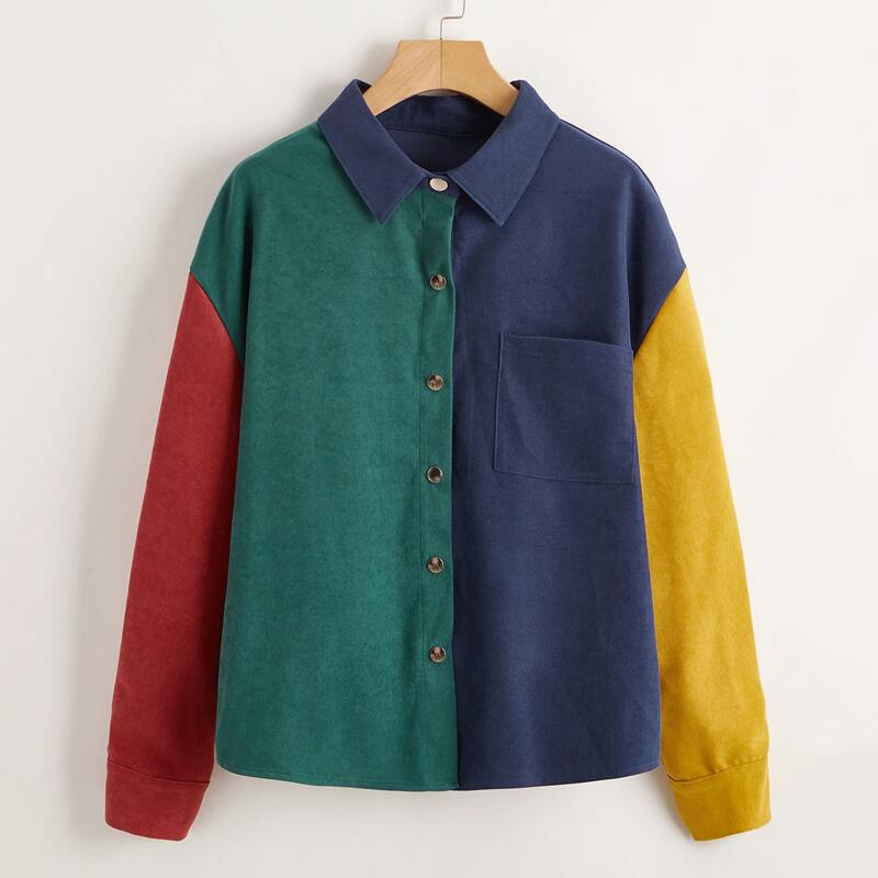 

Colorblock Corduroy Overshirt, Multicolor
