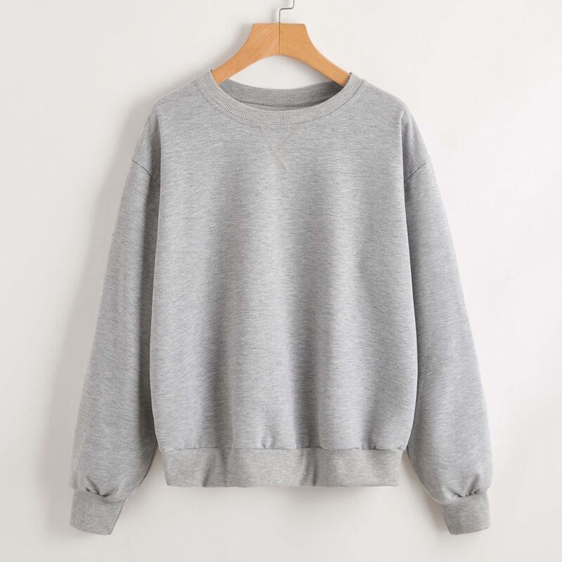 

Solid Drop Shoulder Sweatshirt, Light grey