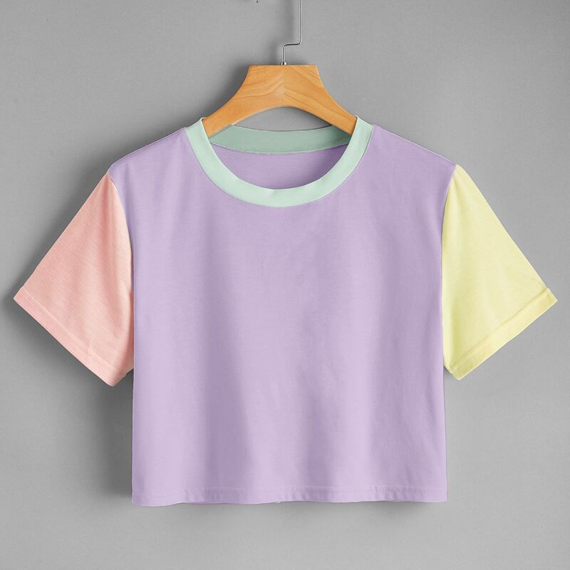 

Colorblock Crop Tee, Multicolor