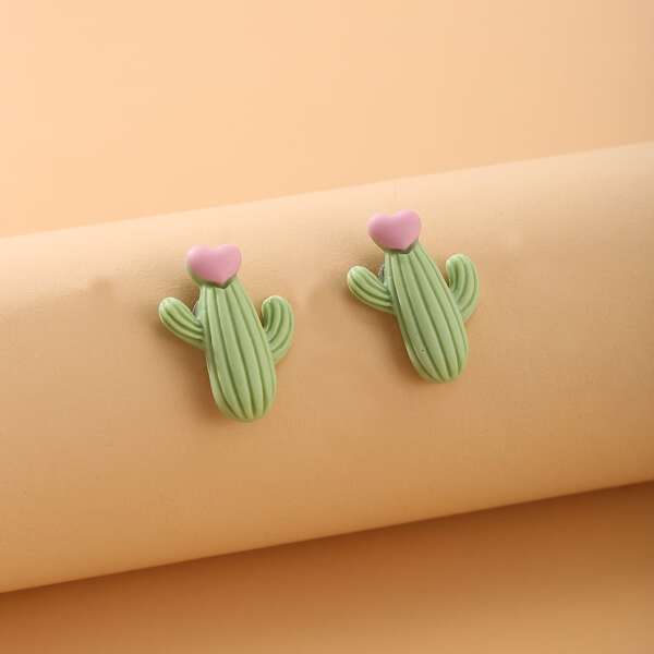 

Cactus Stud Earrings, Green