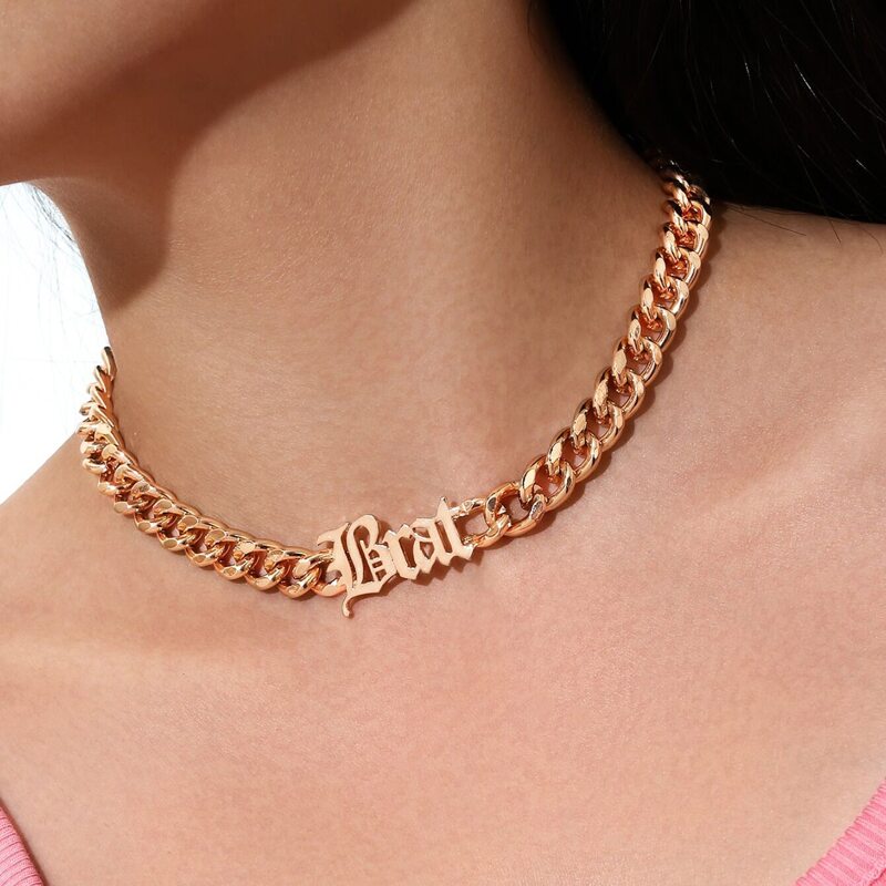 

Letter Decor Chain Choker, Gold