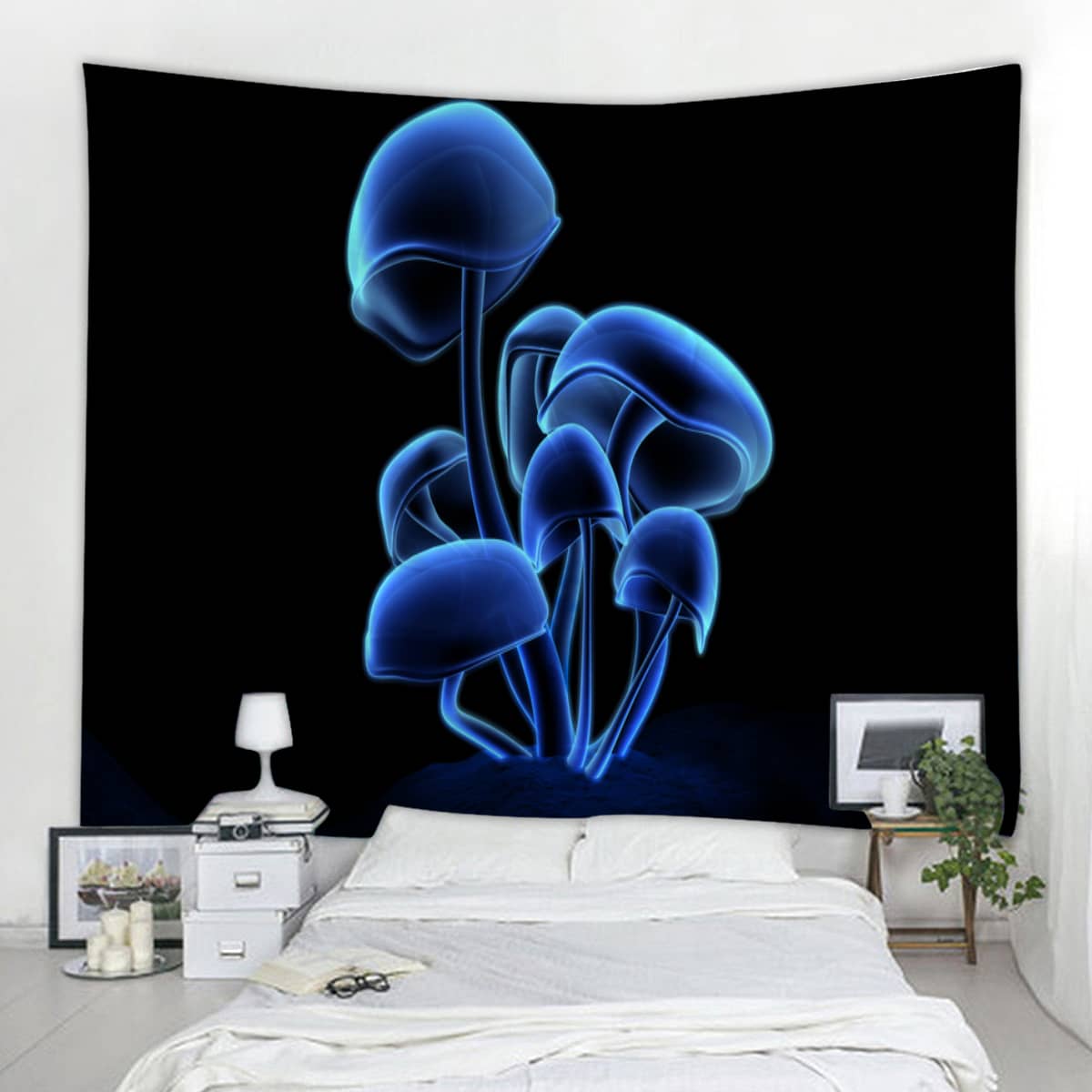 

Mushroom Print Tapestry, Black