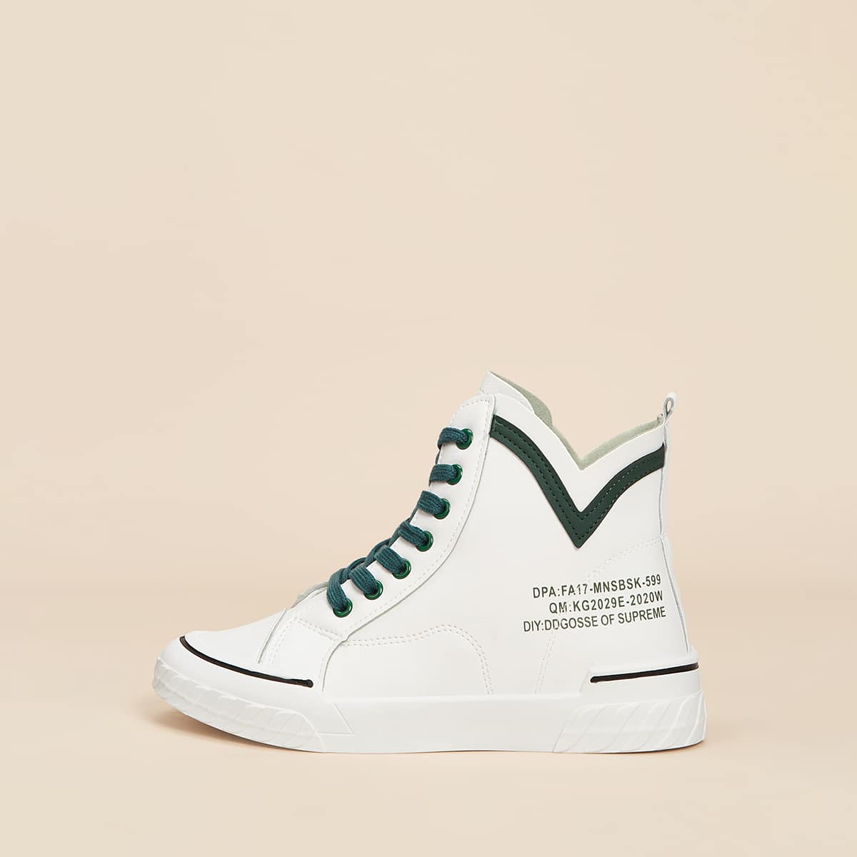 

Letter Lace-up High Top Sneakers, White
