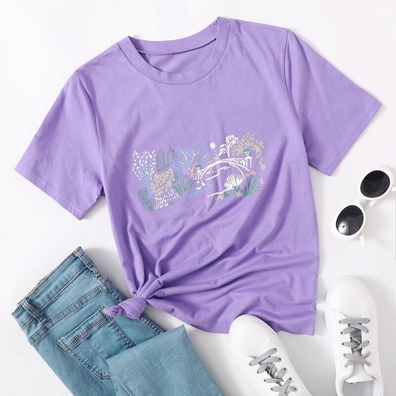 

Graphic Print Tee, Lilac purple