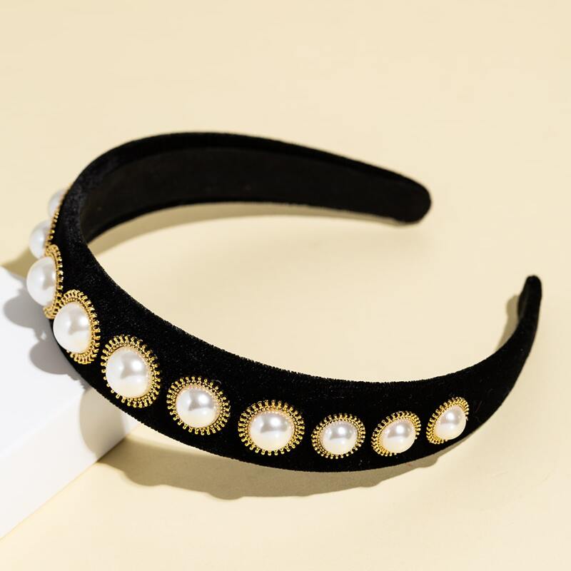 

Faux Pearl Decor Hair Hoop, Black