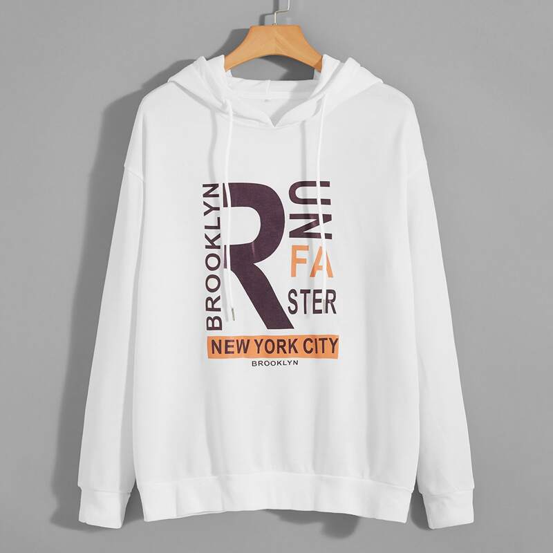 

Guys Letter Graphic Hoodie, White