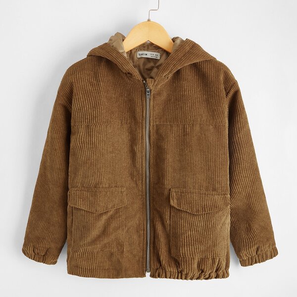 

Boys Flap Pocket Cord Jacket, Brown
