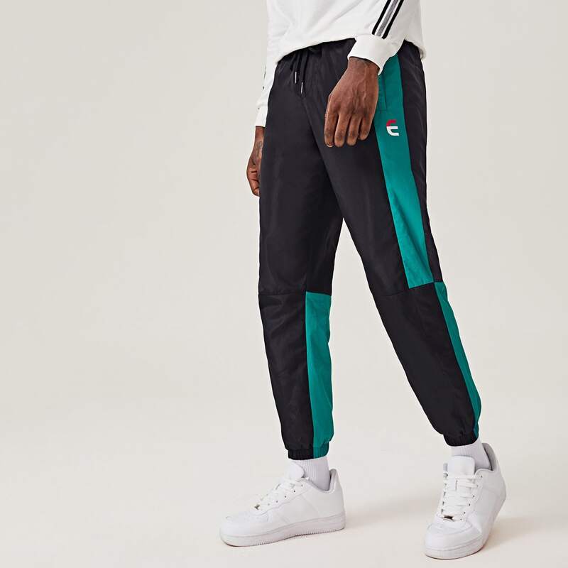 

Men Letter Graphic Colorblock Wind Pants, Black