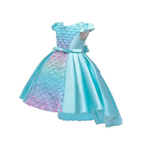 

Girls Ombre Sequin Detail Big Bow Gown Dress, Mint blue