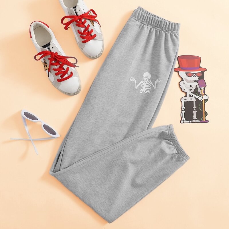 

Skull Graphic Sweatpants, Light grey