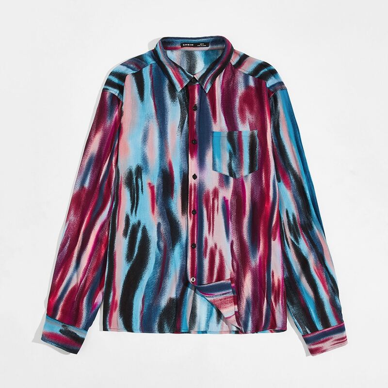 

Guys Pocket Patched Tie Dye Shirt, Multicolor