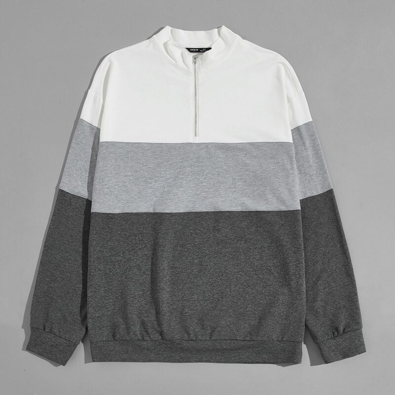 

Guys Zipper Half Placket Colorblock Pullover, Multicolor