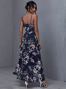 SHEIN VCAY Wrap Belted Floral Print Cami Dress