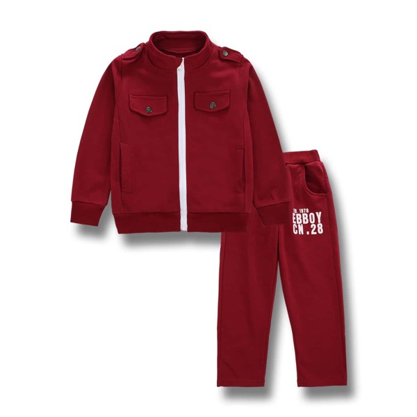 

Toddler Boys Letter Graphic Funnel Neck Jacket & Pants, Burgundy