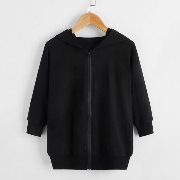 

Toddler Girls Solid Zip-up Hoodie, Black