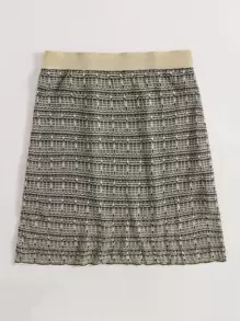 SHEIN LUNE 彈性腰格紋圖案毛衣半身裙