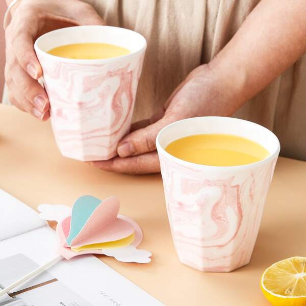 

1pc Marble Pattern Cup, Pink