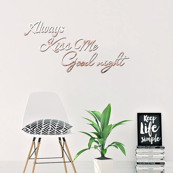 

Slogan Graphic Mirror Surface Wall Sticker, Rose gold