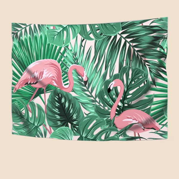 

Flamingo Print Tapestry, Multicolor