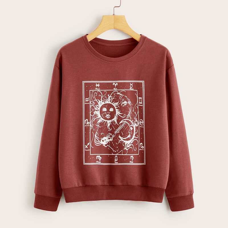 

Sun & Moon Graphic Sweatshirt, Redwood