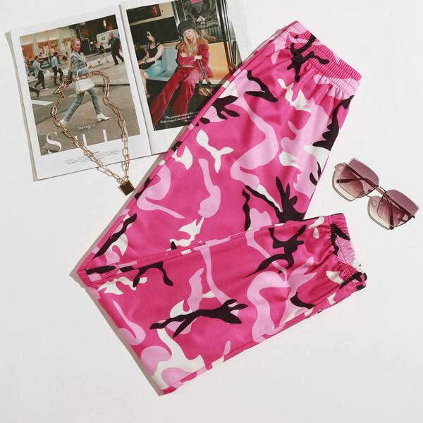 

Camo Elastic Waist Sweatpants, Pink