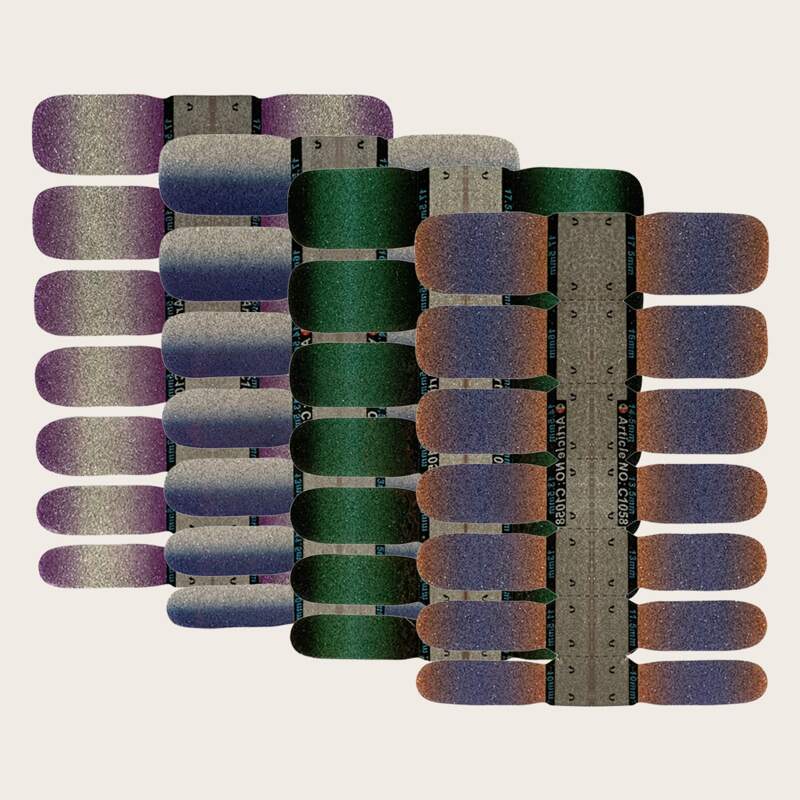 

4sheets Ombre Nail Sticker, Multicolor
