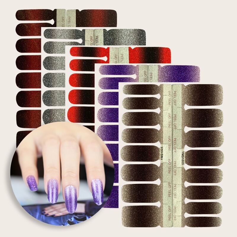 

5sheets Ombre Nail Sticker, Multicolor