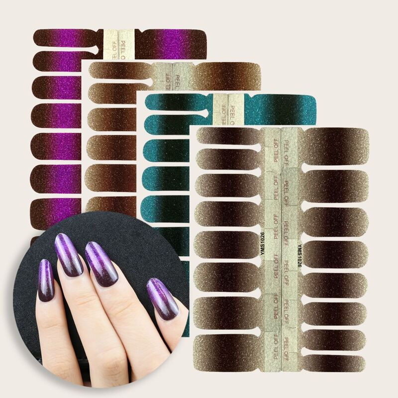 

4sheets Ombre Nail Sticker, Multicolor
