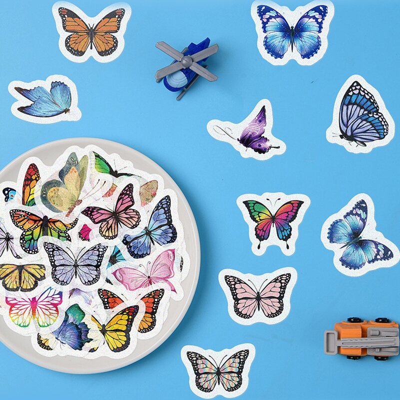 

40pcs Butterfly Print Sticker, Multicolor