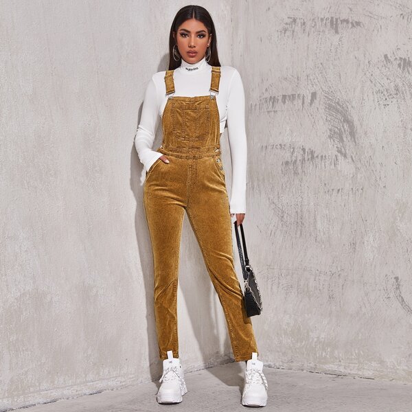 

Solid Corduroy Pinafore Jumpsuit, Ginger