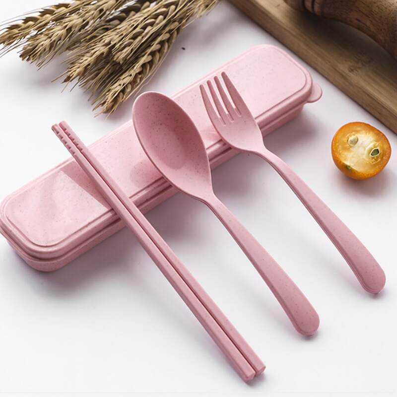 

3pcs Random Color Cutlery Set & 1pc Box, Multicolor