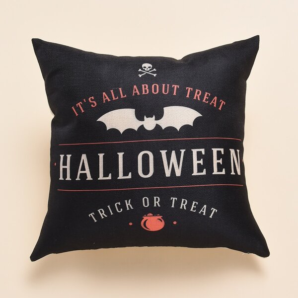 

Halloween Pattern Cushion Cover Without Filler, Black