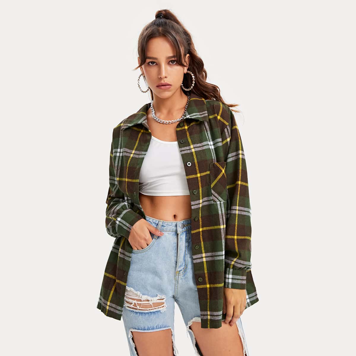 

Plaid Oversized Shirt, Multicolor