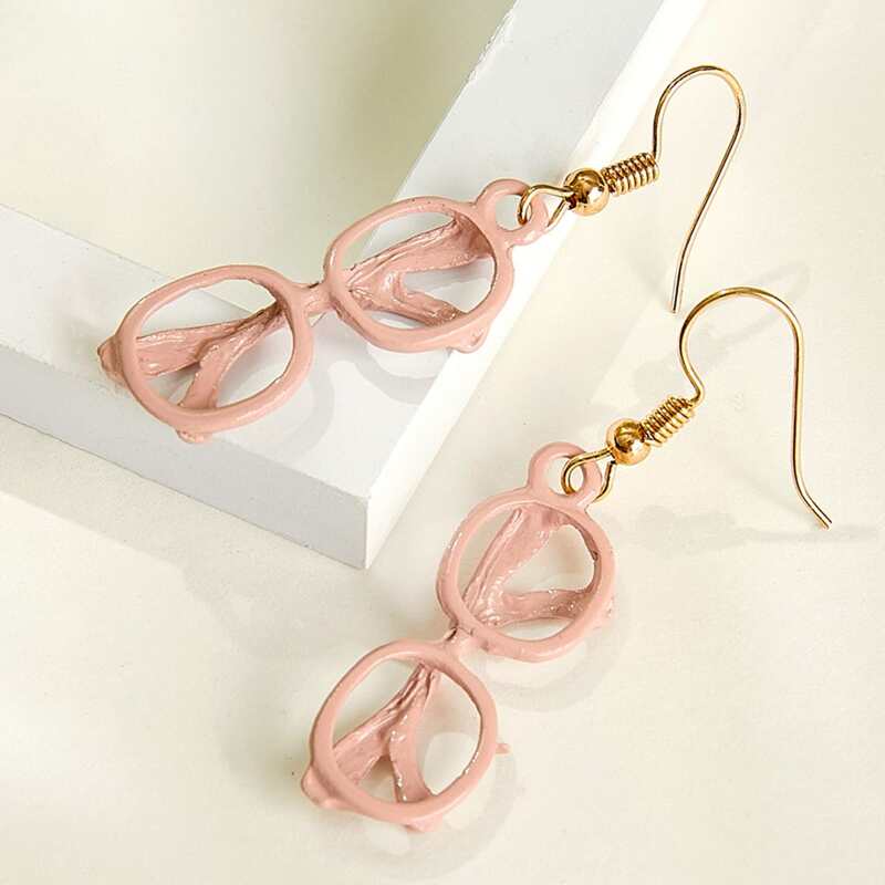 

Glasses Charm Drop Earrings, Pink
