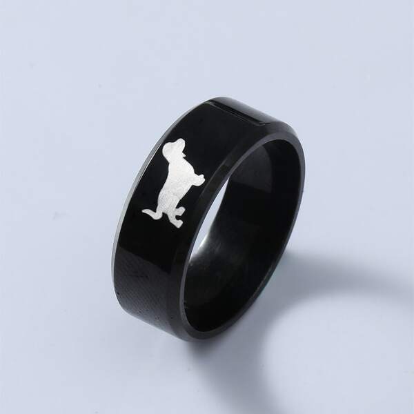 

Men Dog Design Ring, Black