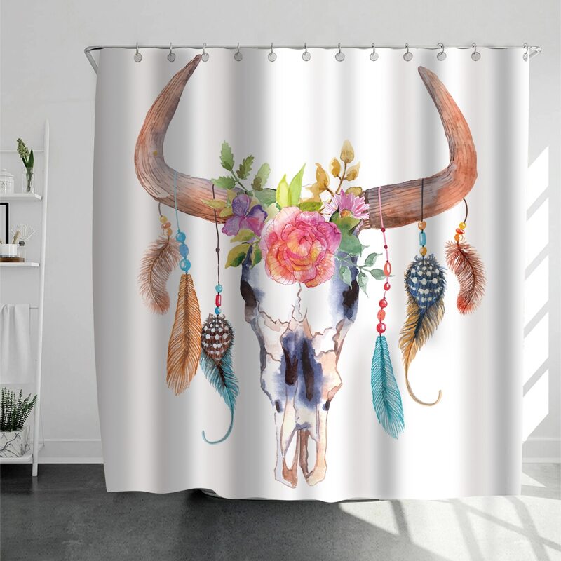 

Bull Head Print Shower Curtain, Multicolor