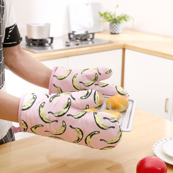 

1pc Banana Print Oven Glove, Multicolor